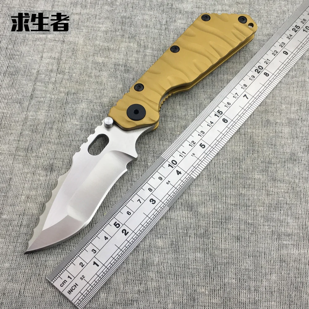 Golden Lion StoneWashed Tactical Folding Knife D2 Blade TC4 titanium alloy Antiskid Survival