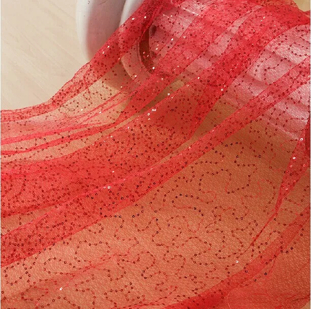 White Diamond Network Sequins Lace Fabric Gauze Net Yarn Material