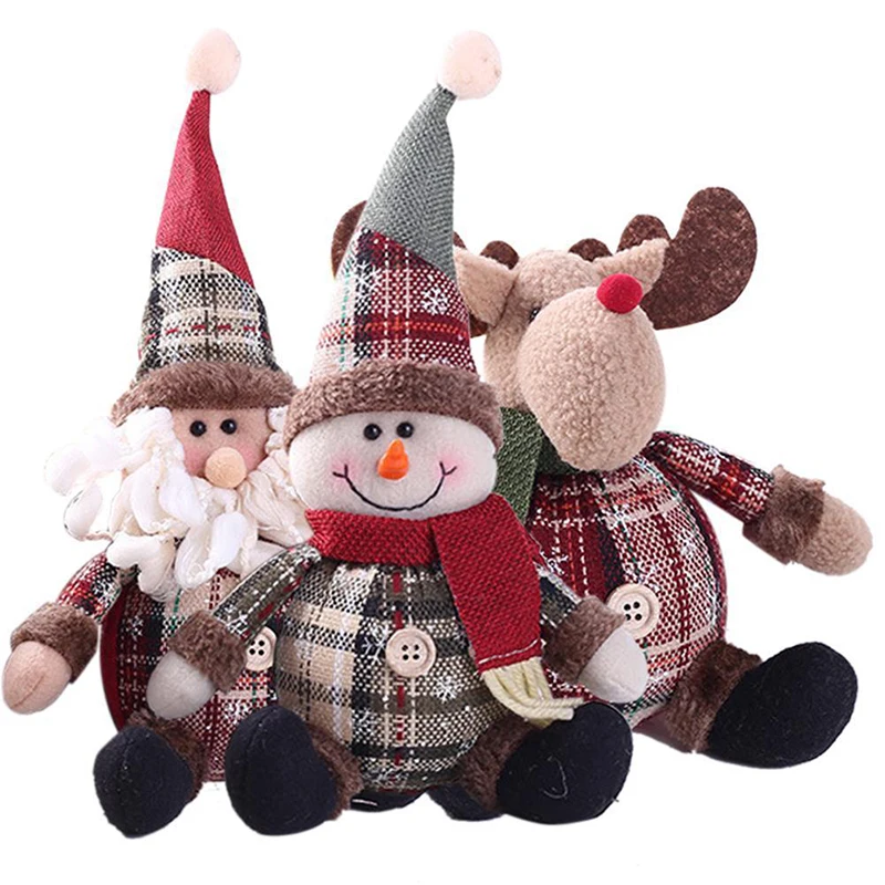 

Cute Christmas Santa Claus Snowman Elk Doll Toys Christmas Tree Hanging Ornament Decoration for Home Xmas Party New Year Gifts