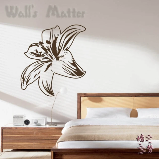 DCTAL Lily flower Wall Stickers Wall Decor Decal Wall Paper Home Decorin Wall Stickers from