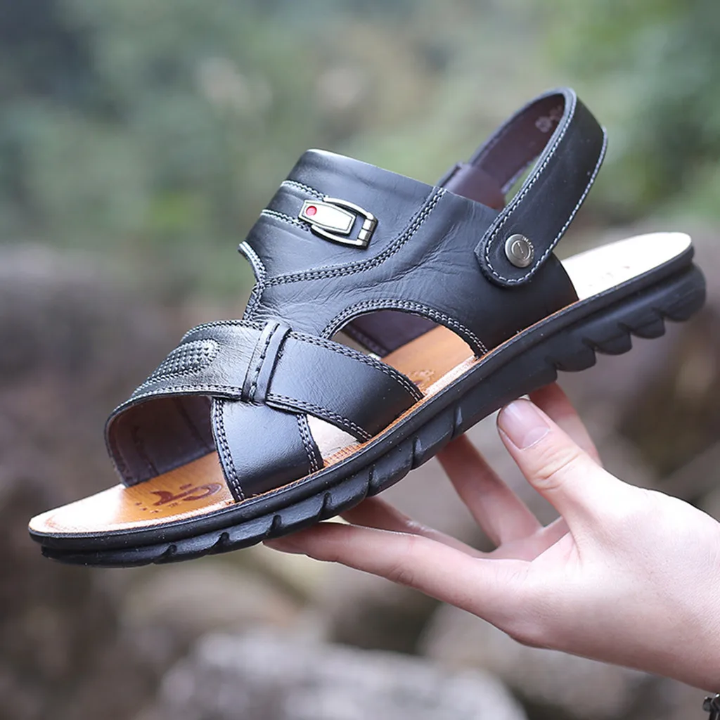 SAGACE/Мужская обувь; Новинка года; Летние кожаные Вьетнамки; мужская пляжная обувь в римском стиле; Брендовые повседневные удобные сандалии; большие размеры;#30