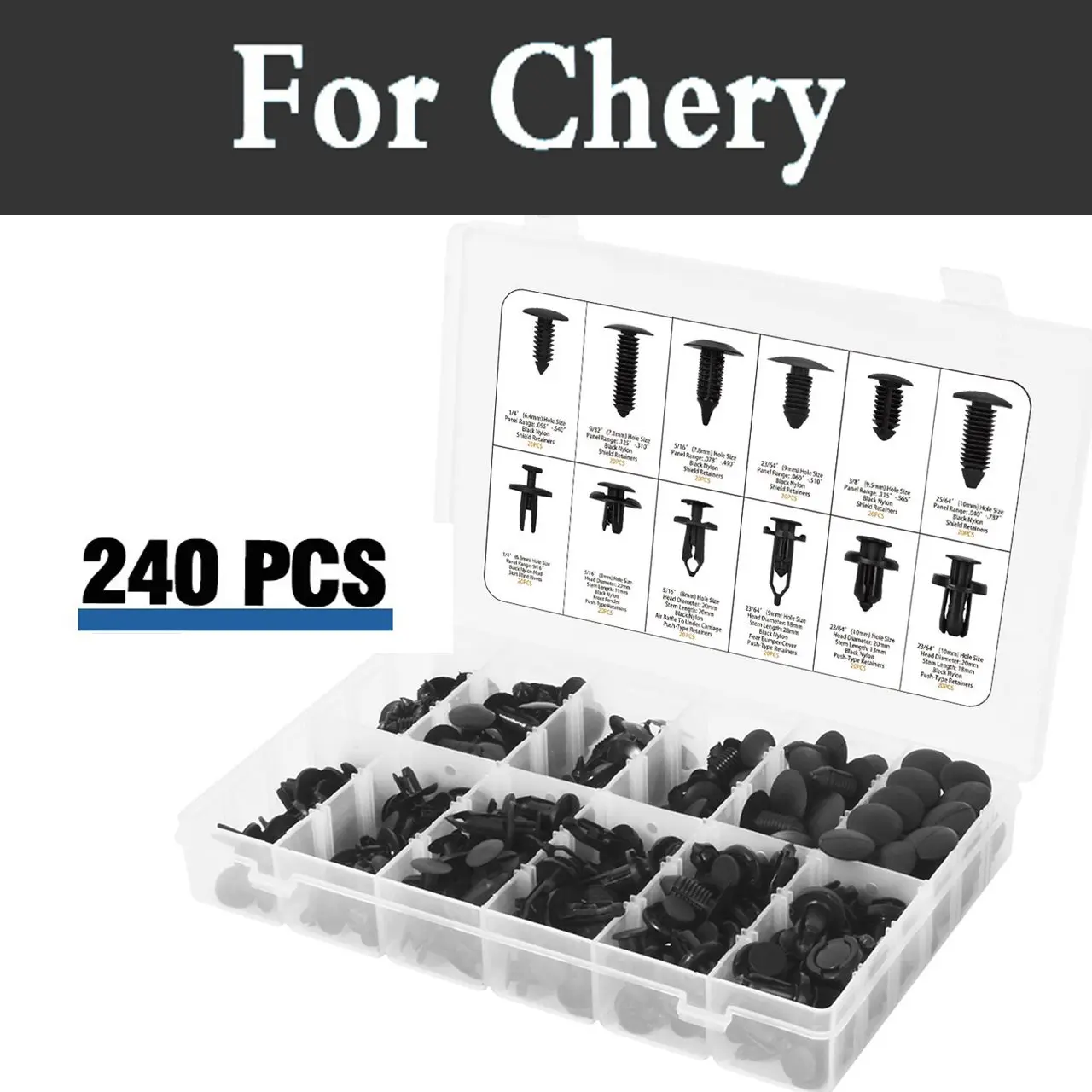 240pcs Car Plastic Push Pin Rivet Fasteners Trim Moulding Clip