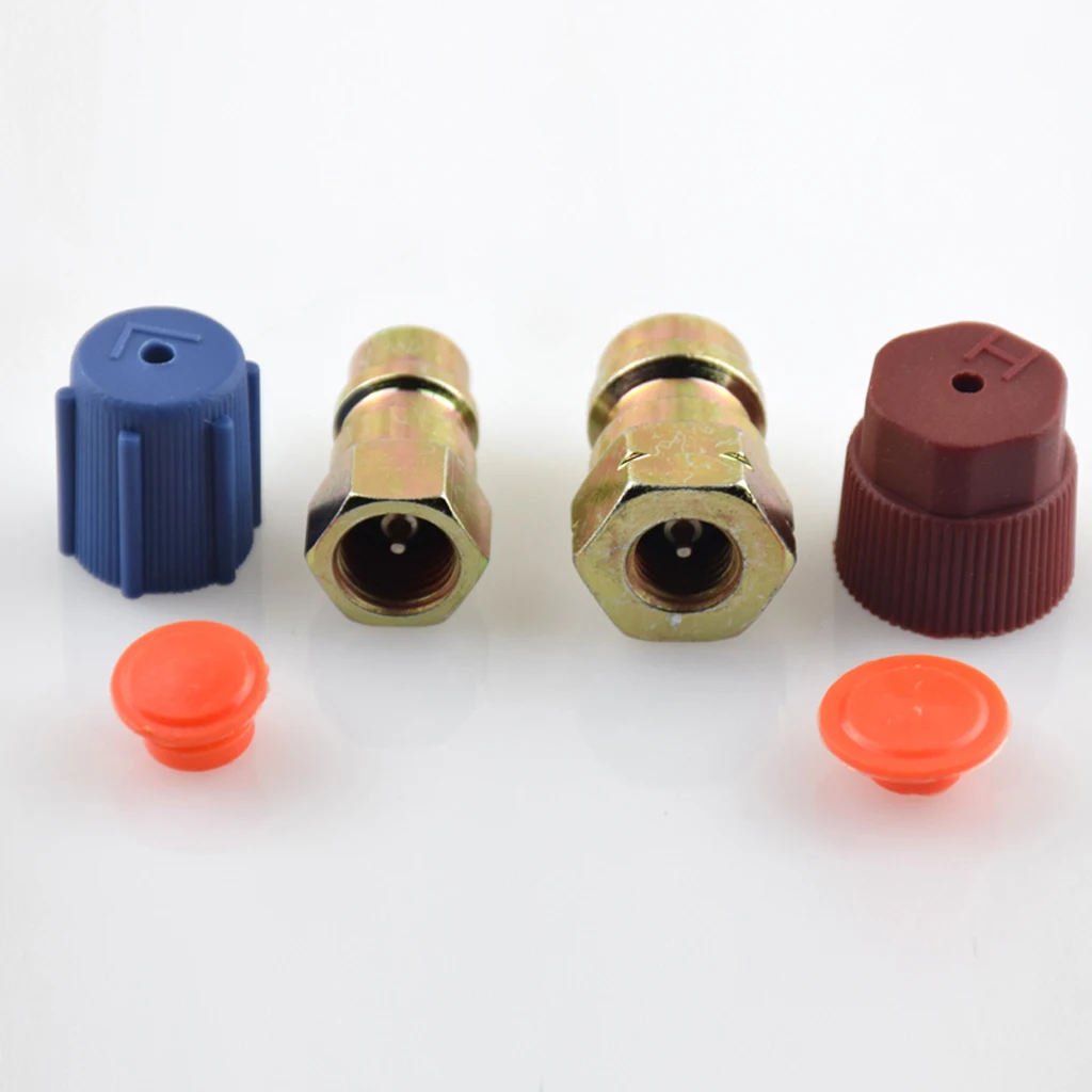 Pair AC R12 to R134A Quick Couplers Connectors Adapters Conversion High and Low Side Port Car Repair Tool hose connectors