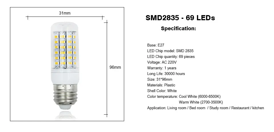 Лампада светодиодный светильник E27 220 В 24 36 48 56 69 72 96 Светодиодный s Lamparas светодиодный кукурузная лампа SMD 5730 Bombillas светодиодный лампы домашняя люстра огни