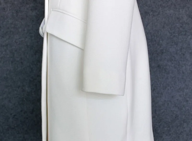 Демисезонный Для женщин белый деловой Блейзер длинная куртка сатиновая шаль воротник двубортный Женские офисные работы приталенный