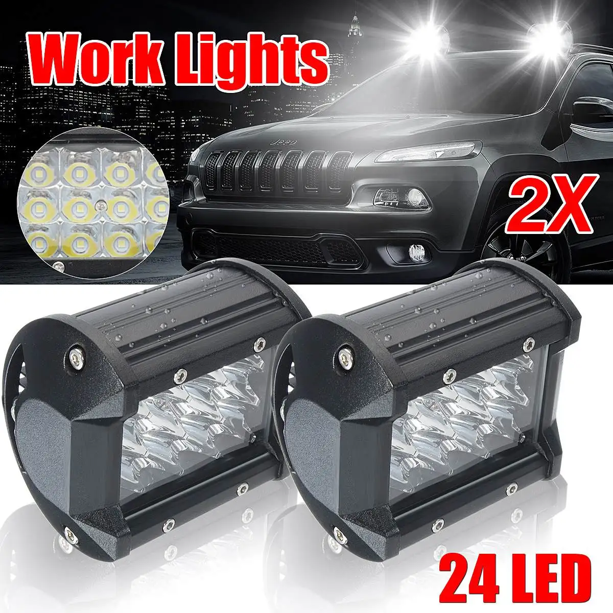 1 шт., 5 дюймов, 72 Вт, 12LED, 6000 K, автомобильный светильник, точечный луч, водонепроницаемый, рабочий, Ночной светильник, для вождения, противотуманная фара, для внедорожника, ATV, UTE, SUV