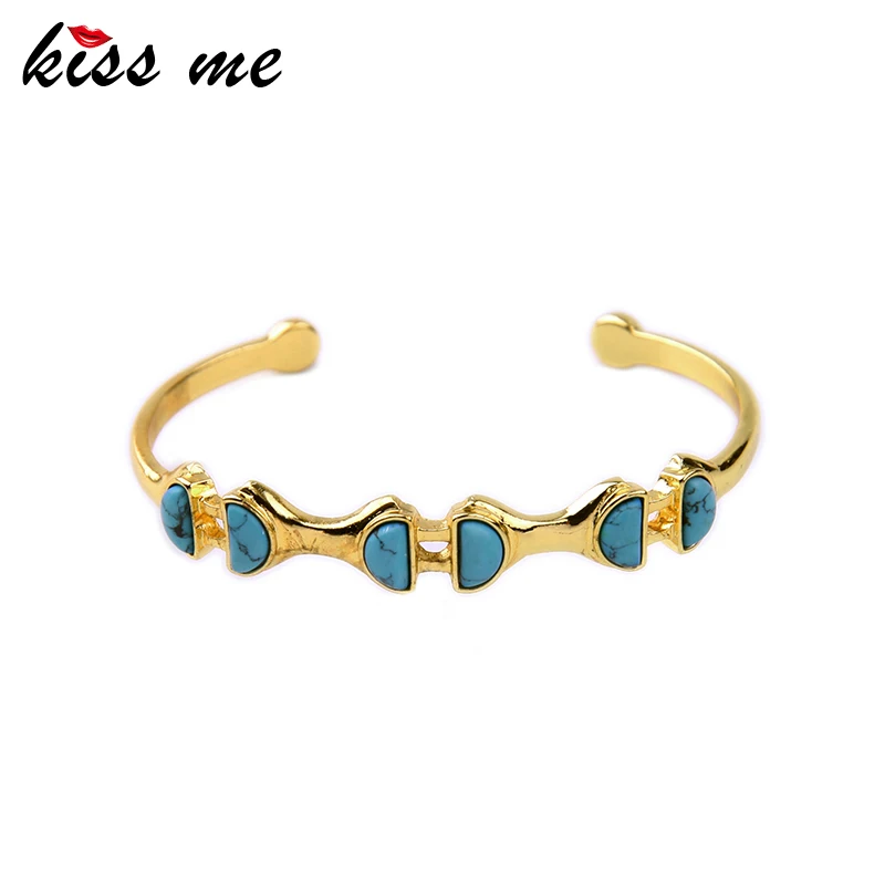 

KISS ME Alloy Vintage Synthetic Stone Women Bracelet New Design Retro Accessories Open Bangle