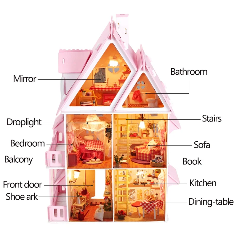 Саншайн Алиса "сделай сам" Вилла для кукол дом деревянный пазл игрушка головоломка 3D свет миниатюрная кукольная мебель комплект головоломки игрушки для детей Рождественский подарок
