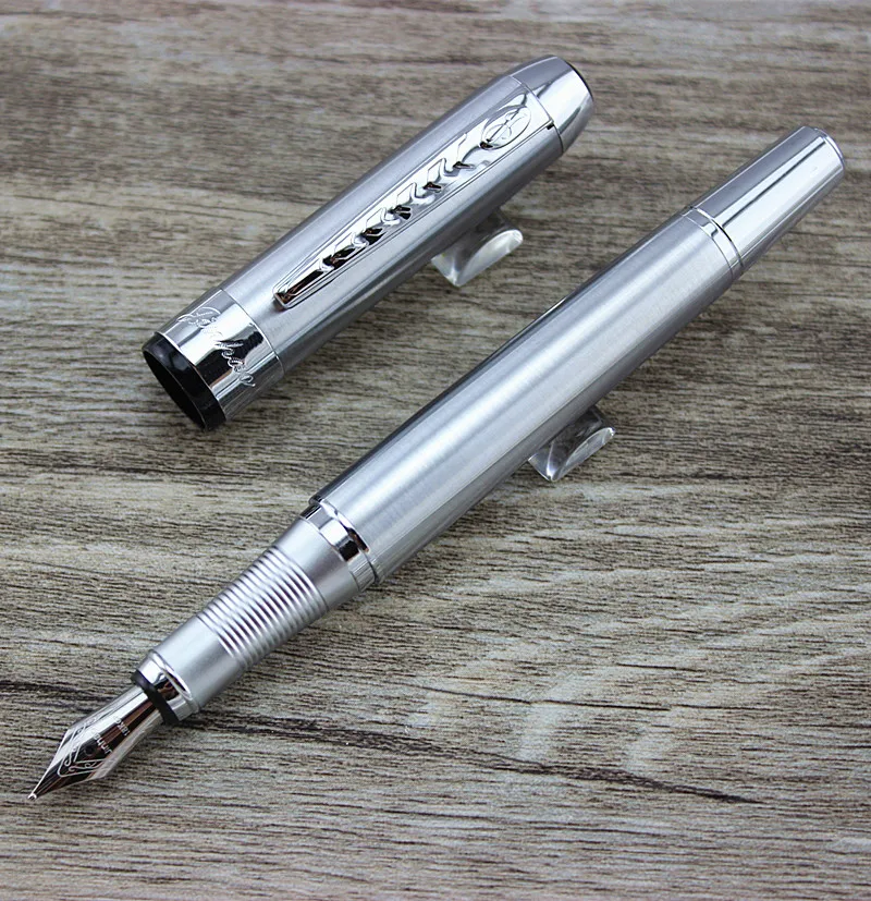 Роскошные ручки Jinhao 250 Серебристая цельностальная металлическая ручка Средний наконечник для письма авторучка Caneta канцелярские принадлежности для офиса и школы