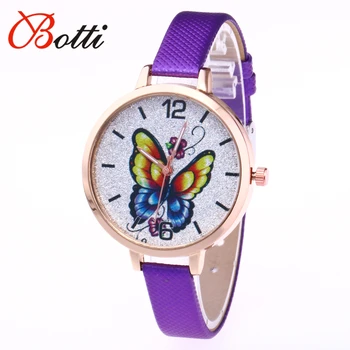 

2017 Butterfly Brand Quartz Watch Women Luxury leather Bracelet Wristwatch Women Female Ladies Crystal Clock Rhinestone Relogio