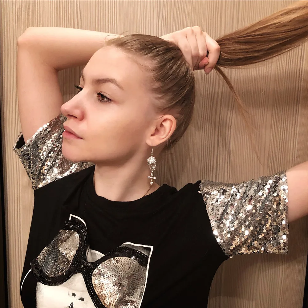 

SEDEX 2019 Silver & Gold Hip Hop Punk Silver Skull Skeleton Long Dangle Earring For Women Girl Jewelry Gift E187