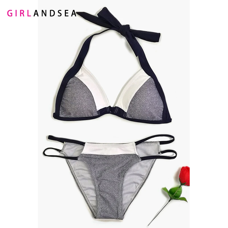 

GIRLANDSEA New 2019 Low-waisted Bikini Set Patchwork Swimsuit