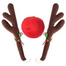 Новый оленьи рога Jingle Bells костюм Rudolph автомобиль Рождественский орнамент декор с носом автомобиля внешние аксессуары автомобиля стиль