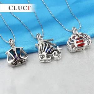 Image 4 - CLUCI 12pcs/set 12 Signs Constellation Zodiac Charms Cage Pendant Pearl Lockets Jewelry for Women Necklace making MPC016SB