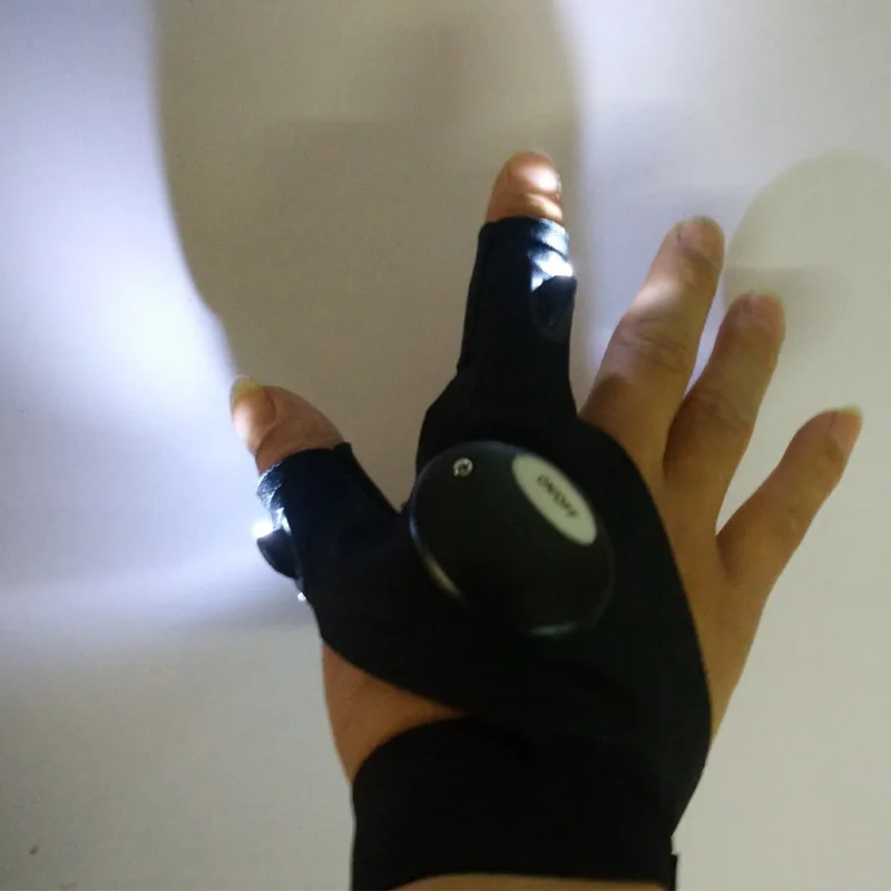 Outdoor Hunting Gloves Fingerless Glove Magic Strap With LED Flashlight Survival Camping Hiking