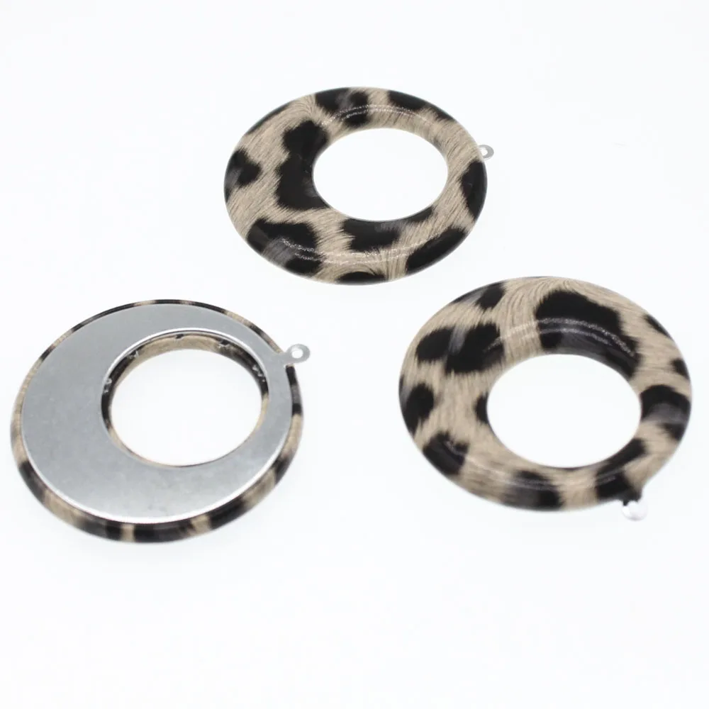 

DIY earring accessories Retro fashion leopard print Retro earrings needle material Pendant PU material