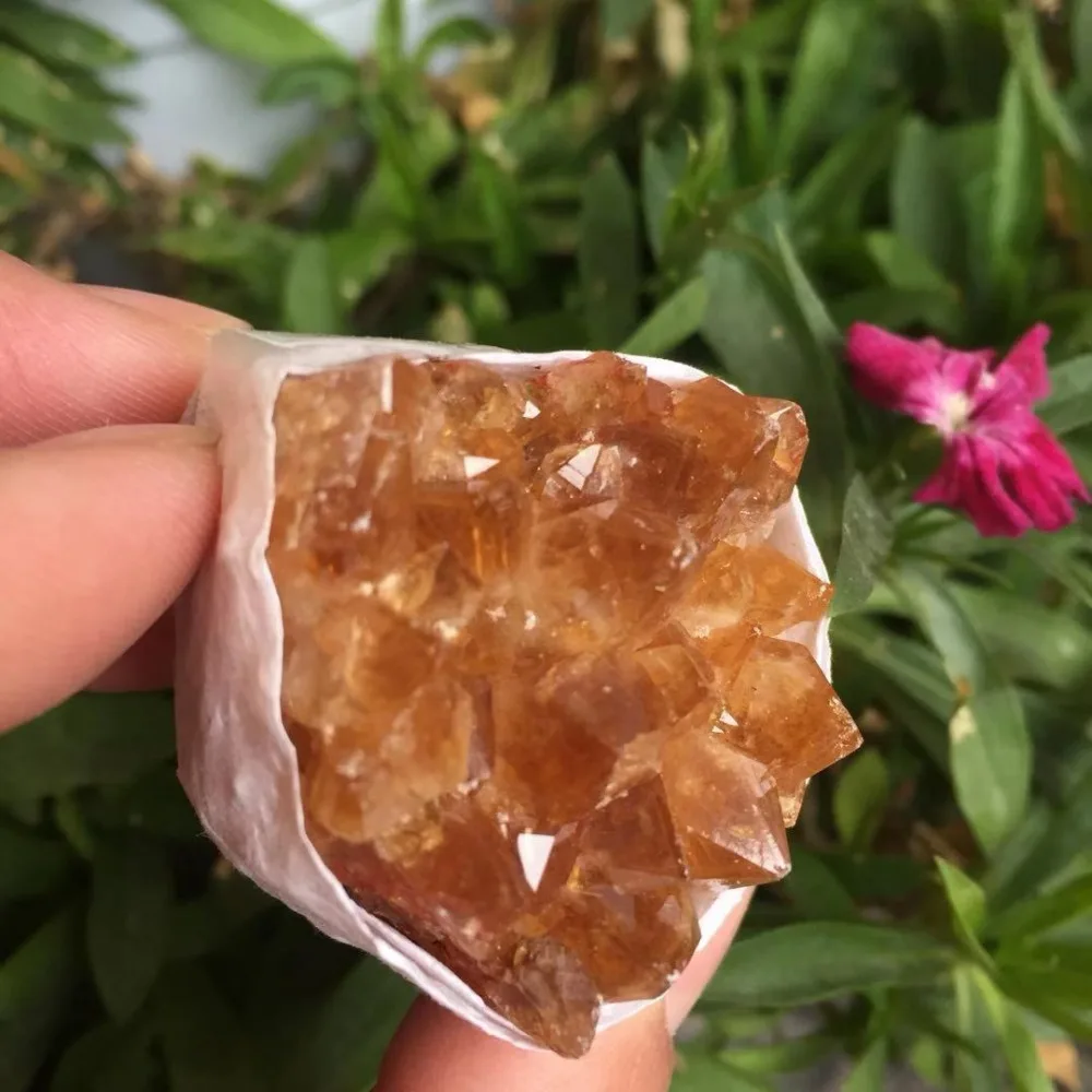 

2pcs Natural citrine quartz Crystal gemstone cluster meditation reiki healing chakra rough crystal specimen flower home decor