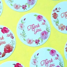 120pcs lot Round Vintage Flower print Thank you Adhesive Kraft Baking Seal Sticker gift stickers students