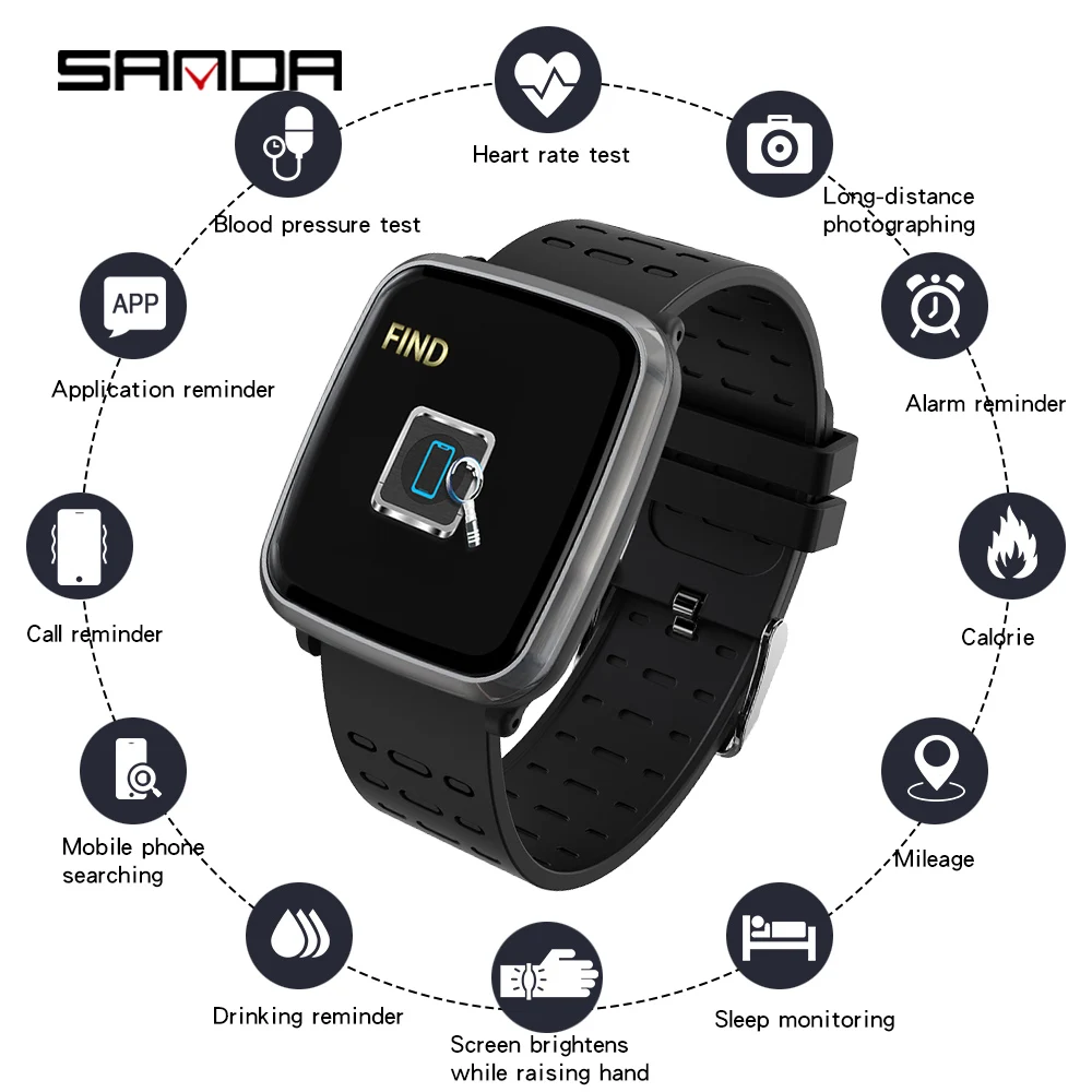 SANDA фитнес трекер Смарт часы для мужчин Bluetooth ECG PPG пульсометр кровяное давление