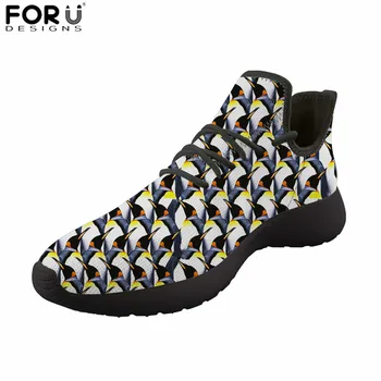 

FORUDESIGNS Women Sneakers Lightweight Breathable Black Penguin Mesh Flats Shoes Female Lady Casual Spring Summer Knit Sneakers