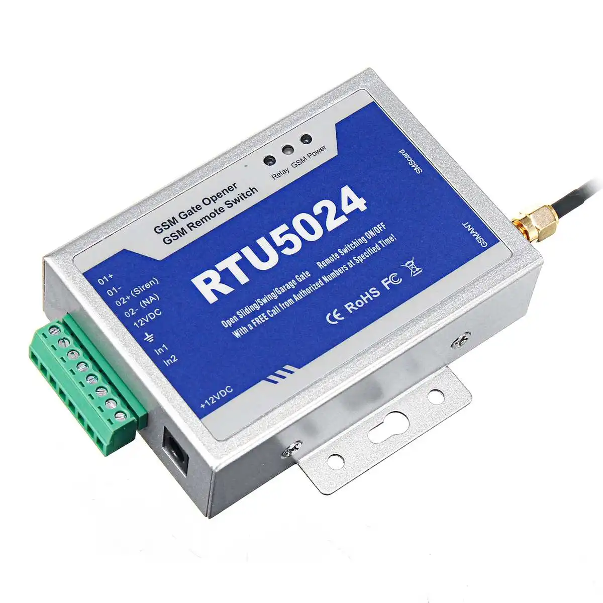 RTU5024 GSM Открыватель ворот реле дистанционного управления беспроводной дверной переключатель доступа с антенной 300 см 900/1800 МГц для парковочных систем