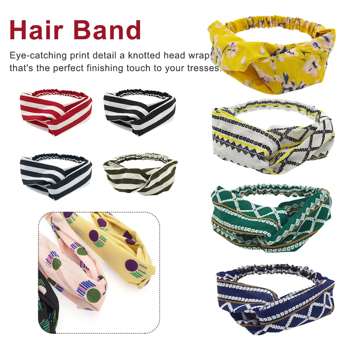 

Headbands For Women Print Chiffon Boho Ethnic Style Elastic Hairbands Lady Hair Ornament Holder Hair Bands Accessories