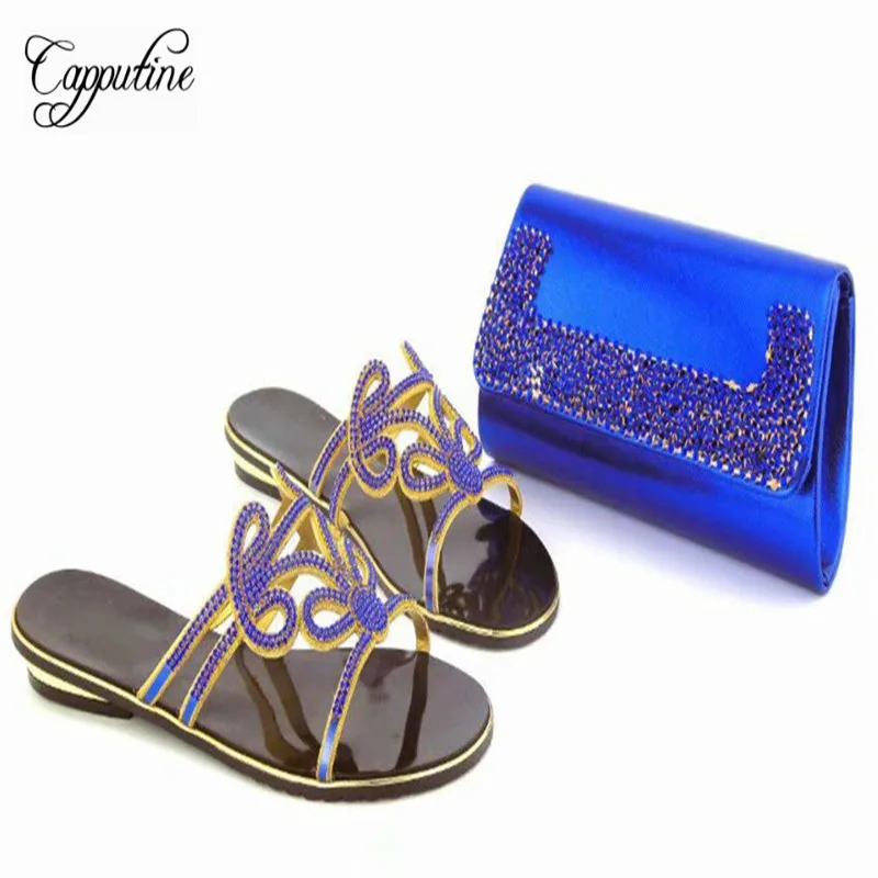 

Capputine African Woman Shoes And Bag Sets New Summer Italian Rhinestone Shoes And Matching Purse Set For Party Shipping DHL