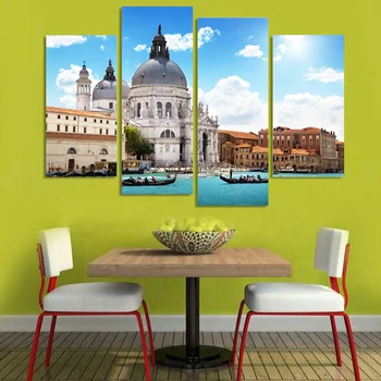 

4 Panels Modern Wall Painting Beautiful Scenery of Venice Picture Home Decorative Art Picture Paint on Canvas Prints (Unframed)