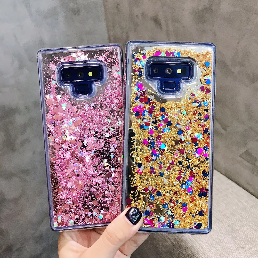 

HYAIZLZ Note 9 Case for Samsung Galaxy Note 9 Dynamic Love Heart Quicksand Mirror Back Case for Galaxy Note 9 Cover Coque Capa