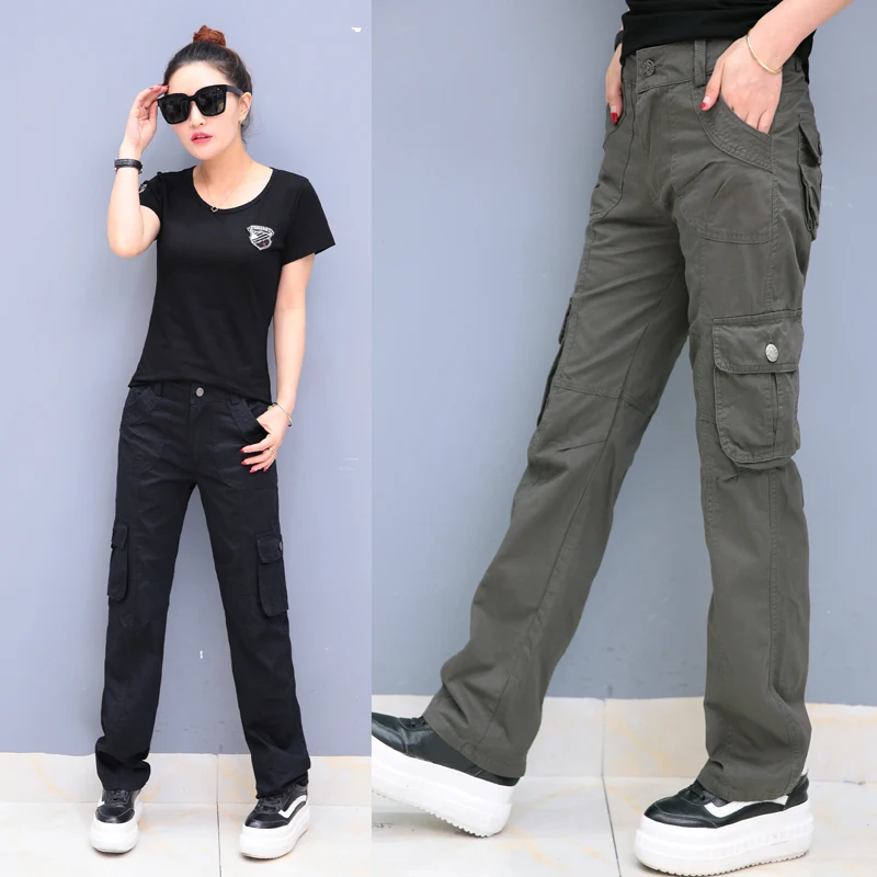 Woman's Overalls Multi Pocket Straight Trousers Spring Summer Outdoor Trekking Sports Hiking Pants Womens Military Cargo Pant