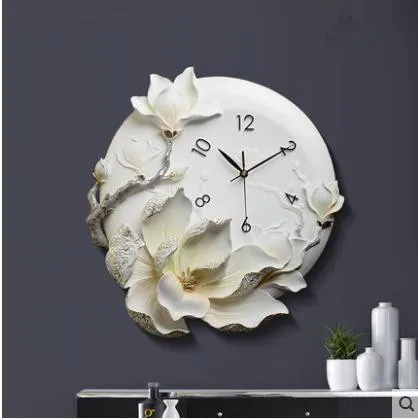 Living room wall clock, creative fashion embossed flower wall clock, beautiful clocks, home decoration products