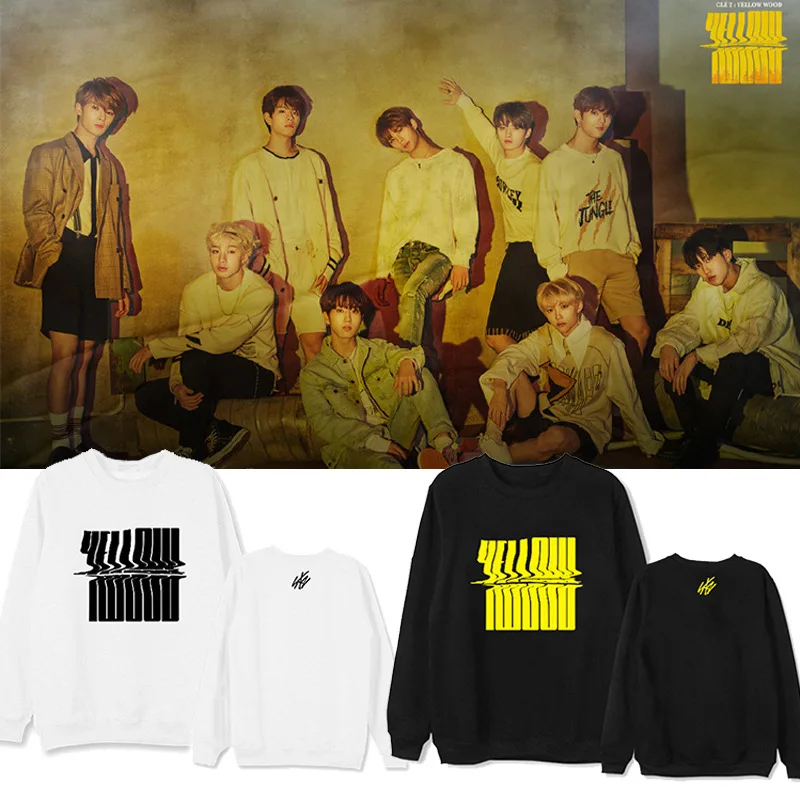 kpop Stray Kids Yellow Wood O-neck Fashion Warm Hoodies Cool Fans Long Sleeve Sweatshirts Women/Men Clothes | Женская одежда