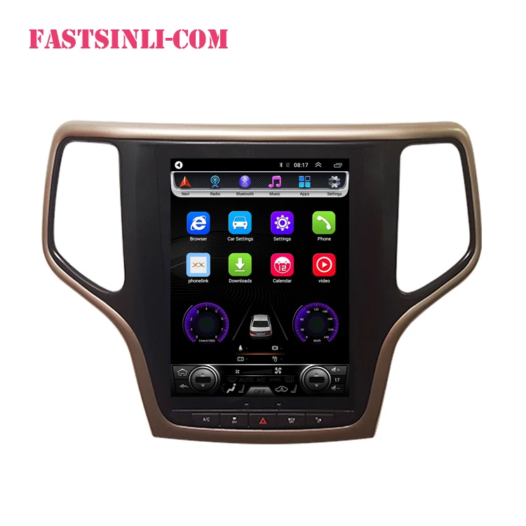 Cheap Android Tesla style Car GPS Navigation For JEEP Grand Cherokee 2014-2018 gold and black headunit multimedia player 3