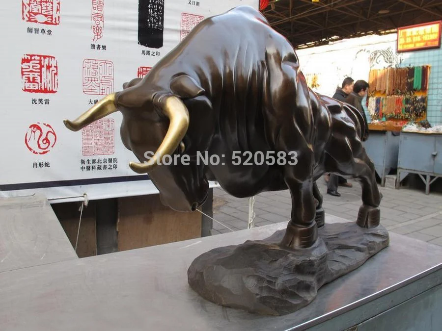 

Lucky China Huge Pure Bronze famous Wall Street wealth Bull OX Auspicious statue