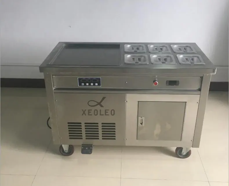 XEOLEO жарки Roll мороженое чайник 1800 W Roll мороженое Frier с 6 ведра нержавеющая сталь рулон ice Фрай машина обжарить льда