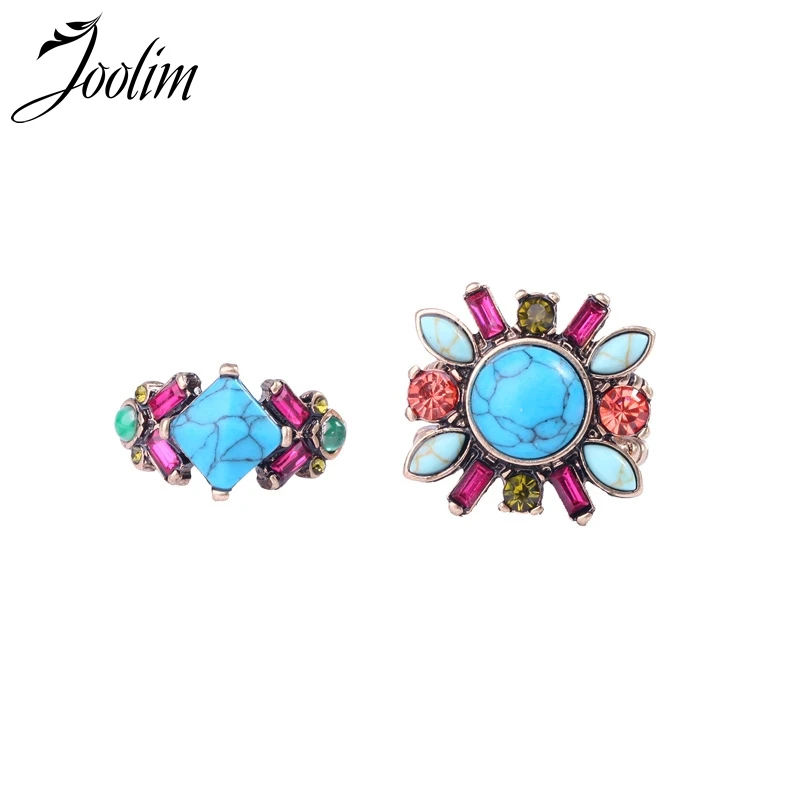 

JOOLIM Blue Marble Flower Ring Statement Ring