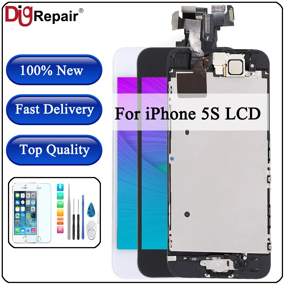 

Display For iPhone 5S LCD Display Touch Screen Digitizer Home Button Camera Replacement Parts Screen For iPhone 5S LCD AAA top