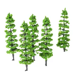 Оптовая продажа 10 шт. зеленая ель деревья пластиковый миниатюрный пейзаж железная дорога мини Макет тропический лес Деревья Масштаб 1:100-1:150
