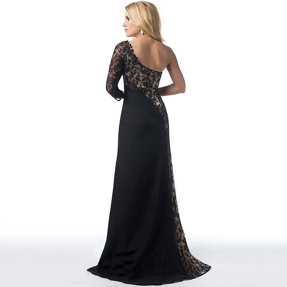 CHSDCSI Женская официальная одежда на одно плечо длинное вечернее платье Сплит элегантное сексуальное Vestido дамское плюс размер кружевное Макси платье