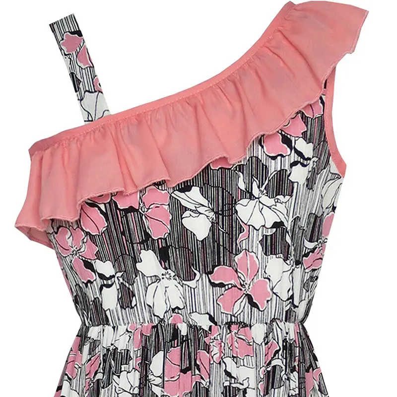 Sunny Fashion платья для девочек платье Одно плечо Цветок Sundress Вечеринка день рождения