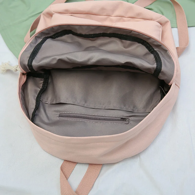 Mochila de lona lavada con bolsillos dobles informal de madera de Luna, Mochila escolar sólida para niñas, Mochila para estudiantes, Mochila de viaje, Mochila Mochila de lona lavada con bolsillos dobles informal de madera de Luna, Mochila escolar sólida para niñas, Mochila para estudiantes, Mochila de viaje, Mochila