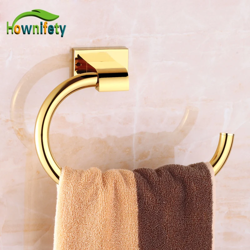 Creative Gold plate Bathroom Towel Rings Wall Mount Towel Rack Soild