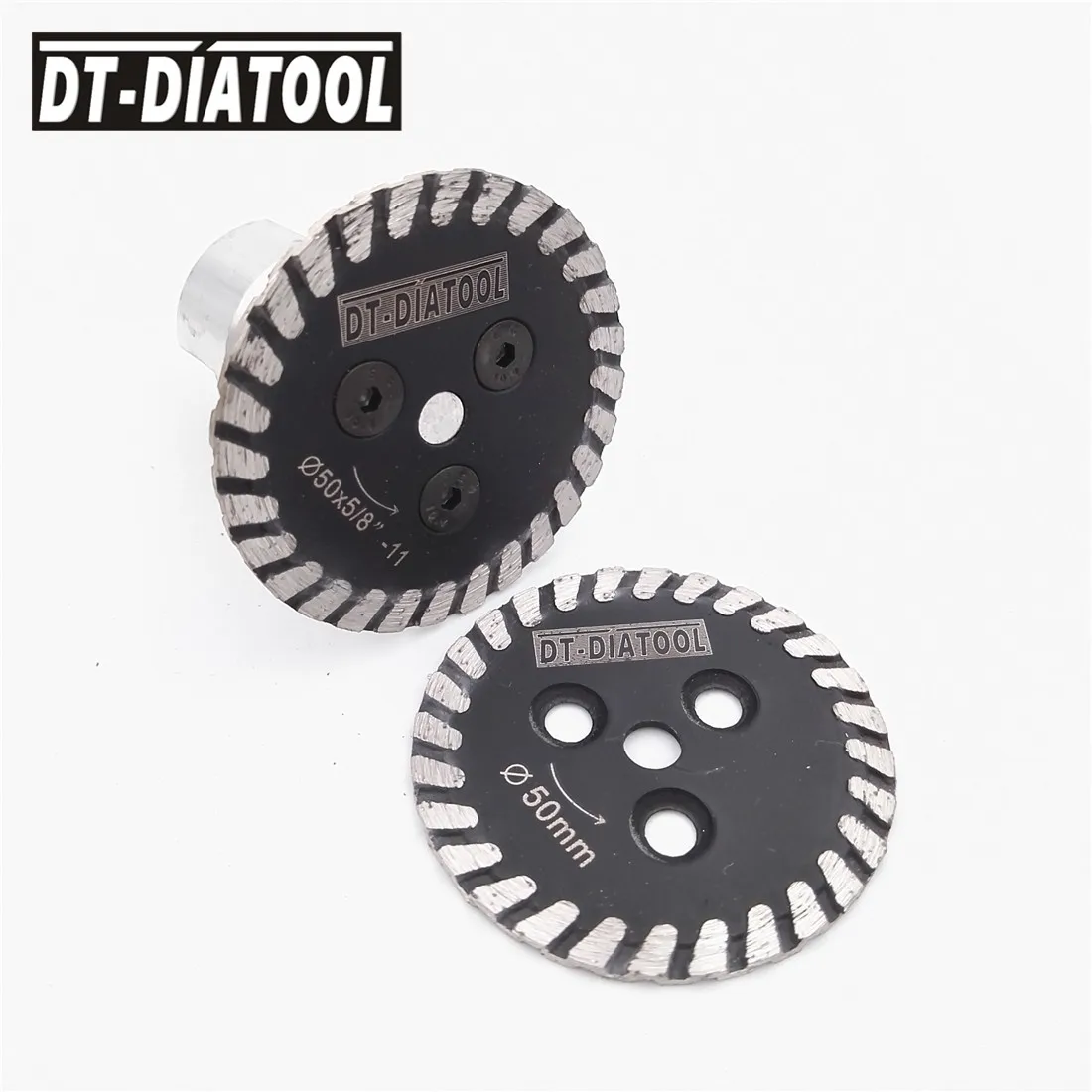 DT-DIATOOL 2pcs Hot pressed mini diamond saw blade one removable 5/8-11 long flange cutting disc carving stone marble concrete