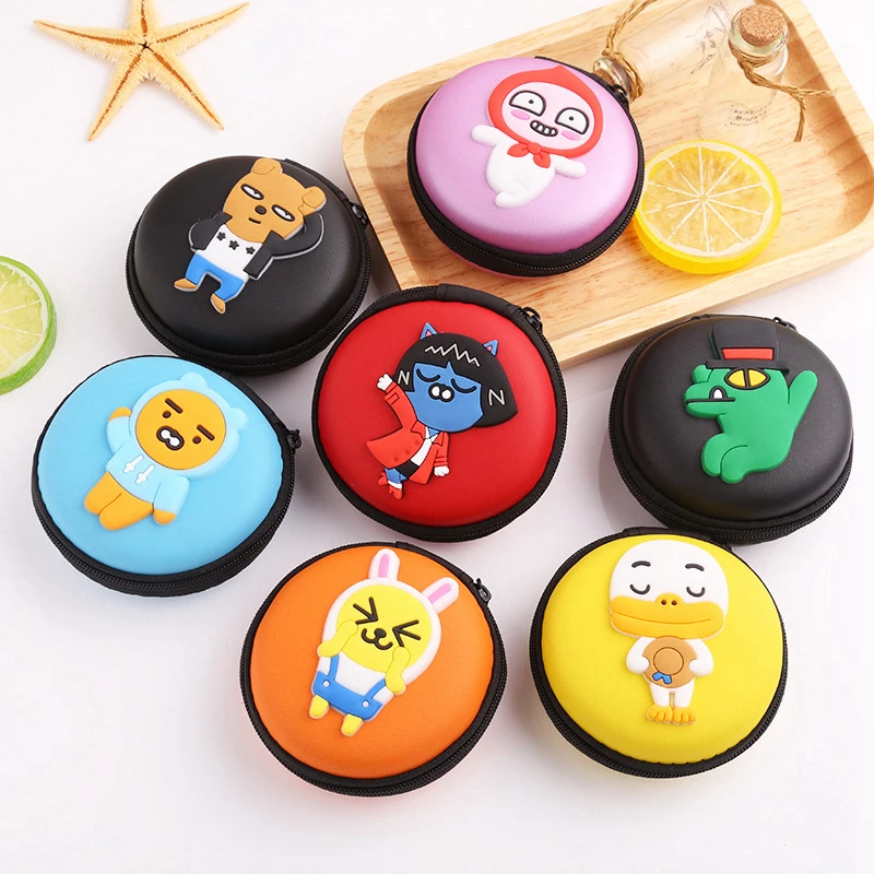

Cartoon Animal Prints Coin Bag Holder Kids Mini Solid Pendant Bell Change Wallets Children Zipper Storage Money Purses Pouch
