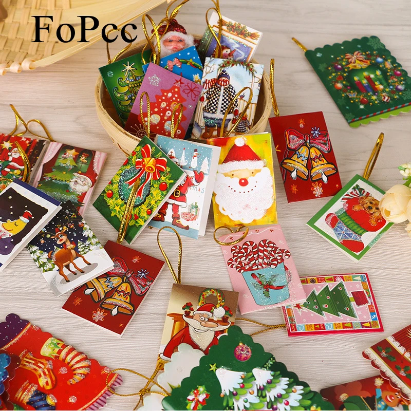 

10Pcs / lot Christmas Tree Decoration Pendant Blessing Card Greeting Card Small Hanging Card Christmas Ornament Christmas Wish