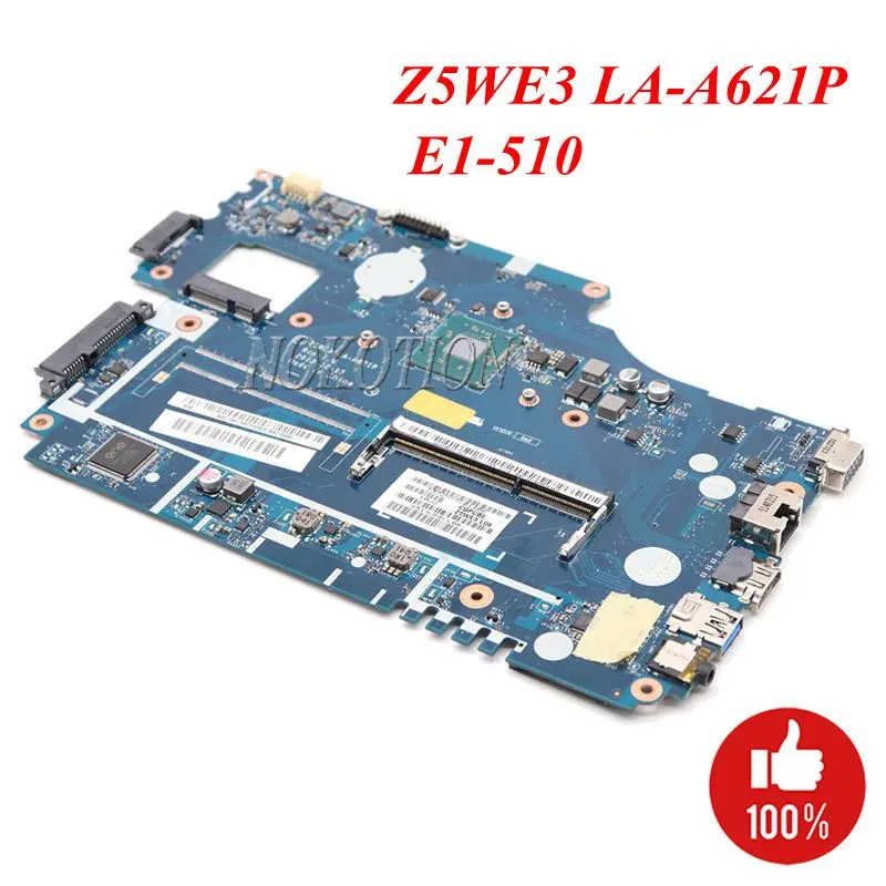 NOKOTION Z5WE3 LA-A621P материнская плата для ноутбука acer E1-510 DDR3 NBC3911001 NB. C3911.001 основная плата SR1SE N3520 процессор