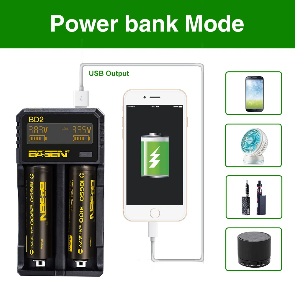 BD2 LED Intelligent Lithium Battery USB charger Basencharger Li-ion 18650 14500 16340 26650 EU US UK standard smart charger 05