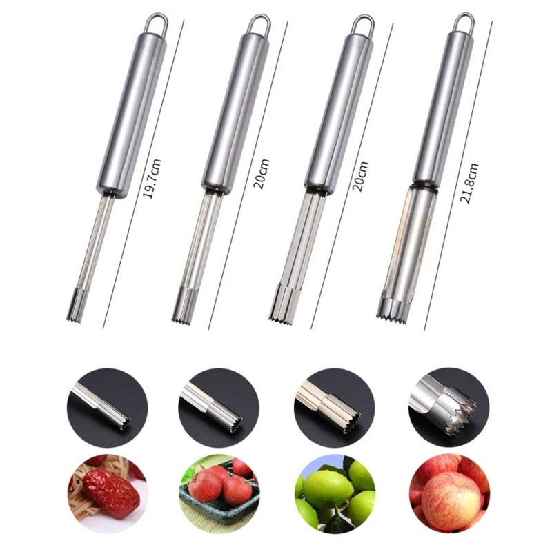 

4PCS Stainless Steel Apple Corer Fruit Seed Core Remover Pear Apple Corer Seeder Slicer Knife Kitchen Gadgets Fruit & Vegetable