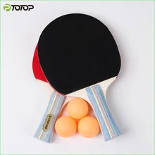 PTOTOP Настольный теннис ракетка два длинной/короткая ручка Ddouble прыщи-в резиновые ракетки для игры в пинг-понг и три мяча