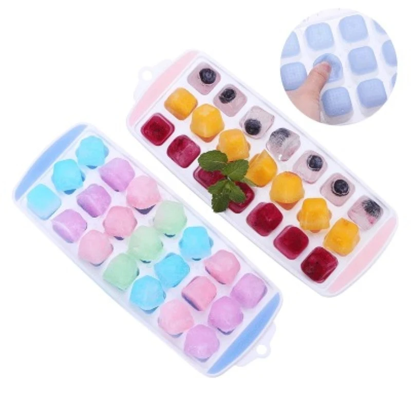 

Creative 21/36 Grids Square Shape Silicone Ice Cube Trays Easy Release With Lid DIY Fruit Ice Mold Home Kitchen Accessories